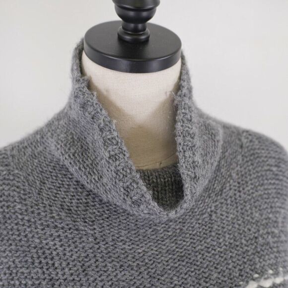 Banana Republic Wool Blend Gray Cream‎ Striped Rolled / Mock Neck XS Sweater - Picture 3 of 10